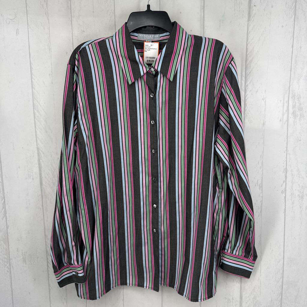 16w striped button down l/s top