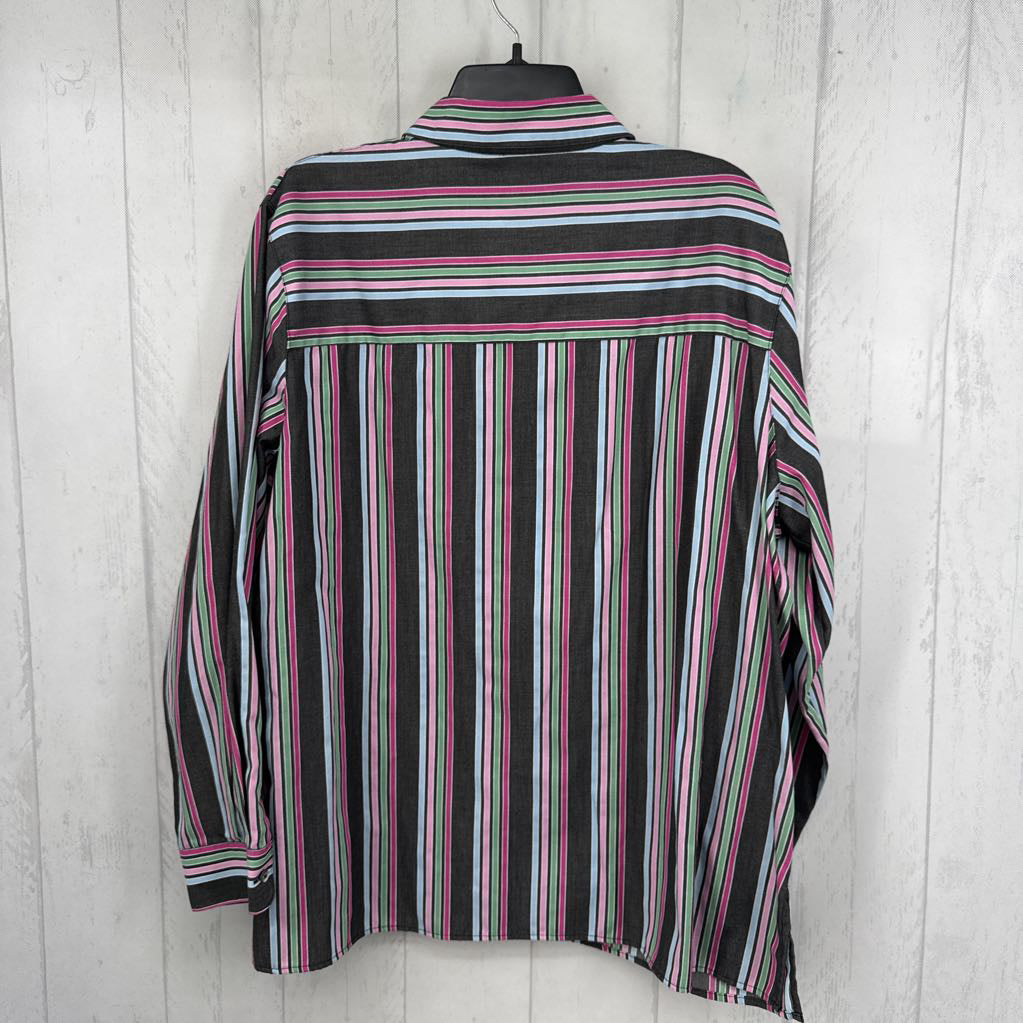 16w striped button down l/s top