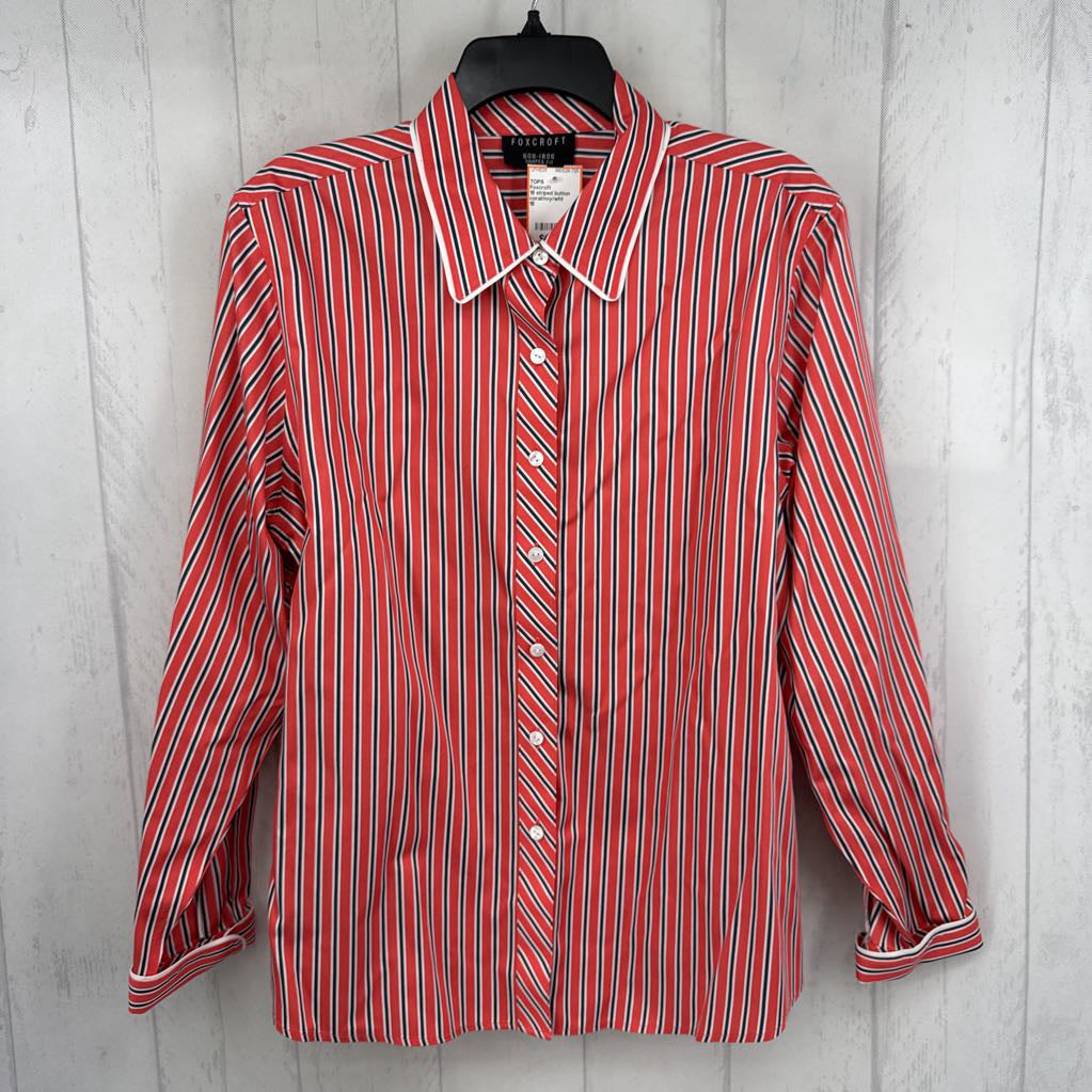 18 striped button down l/s top