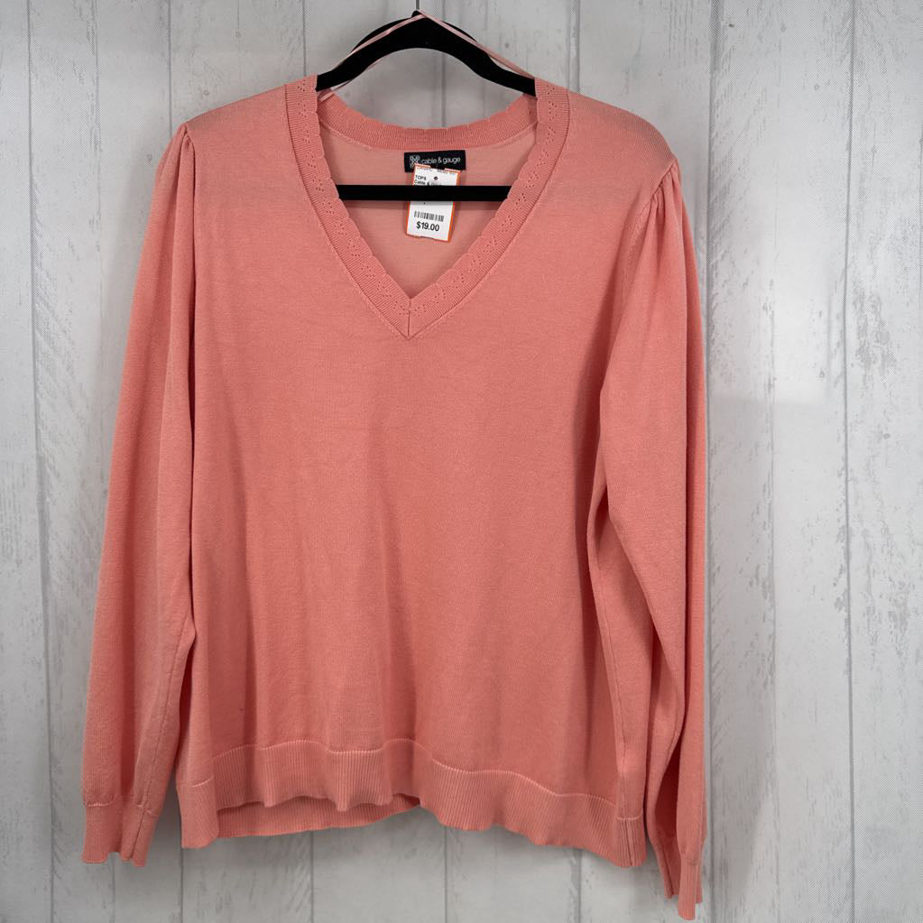 1X v-neck l/s knit top