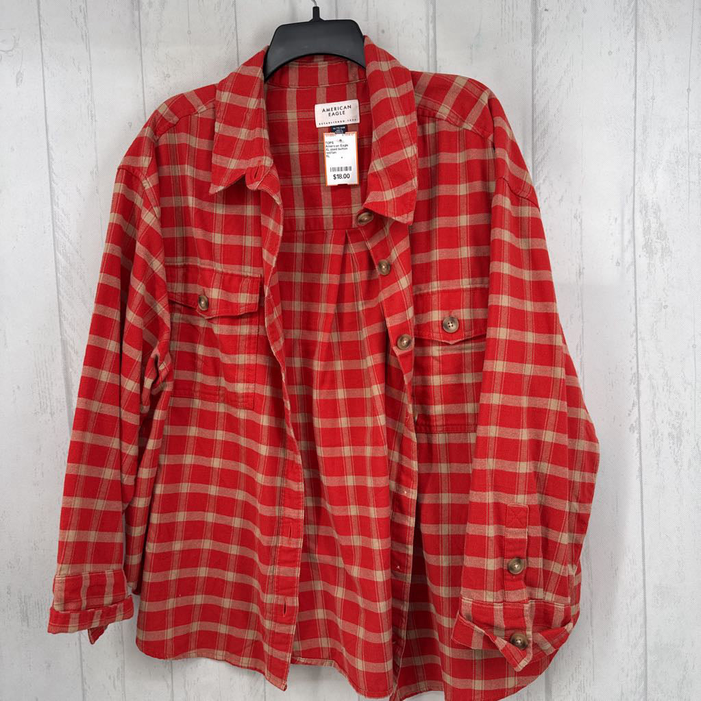 XL plaid button down l/s top
