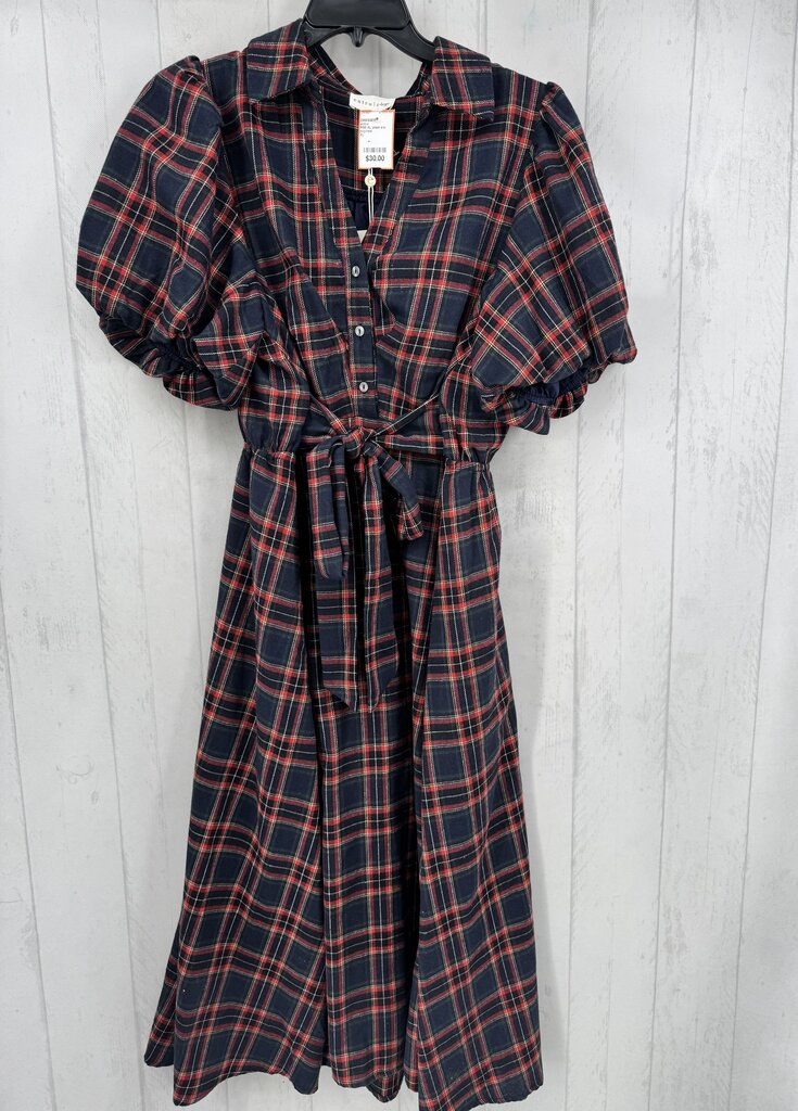 R68 XL plaid s/s midi dress