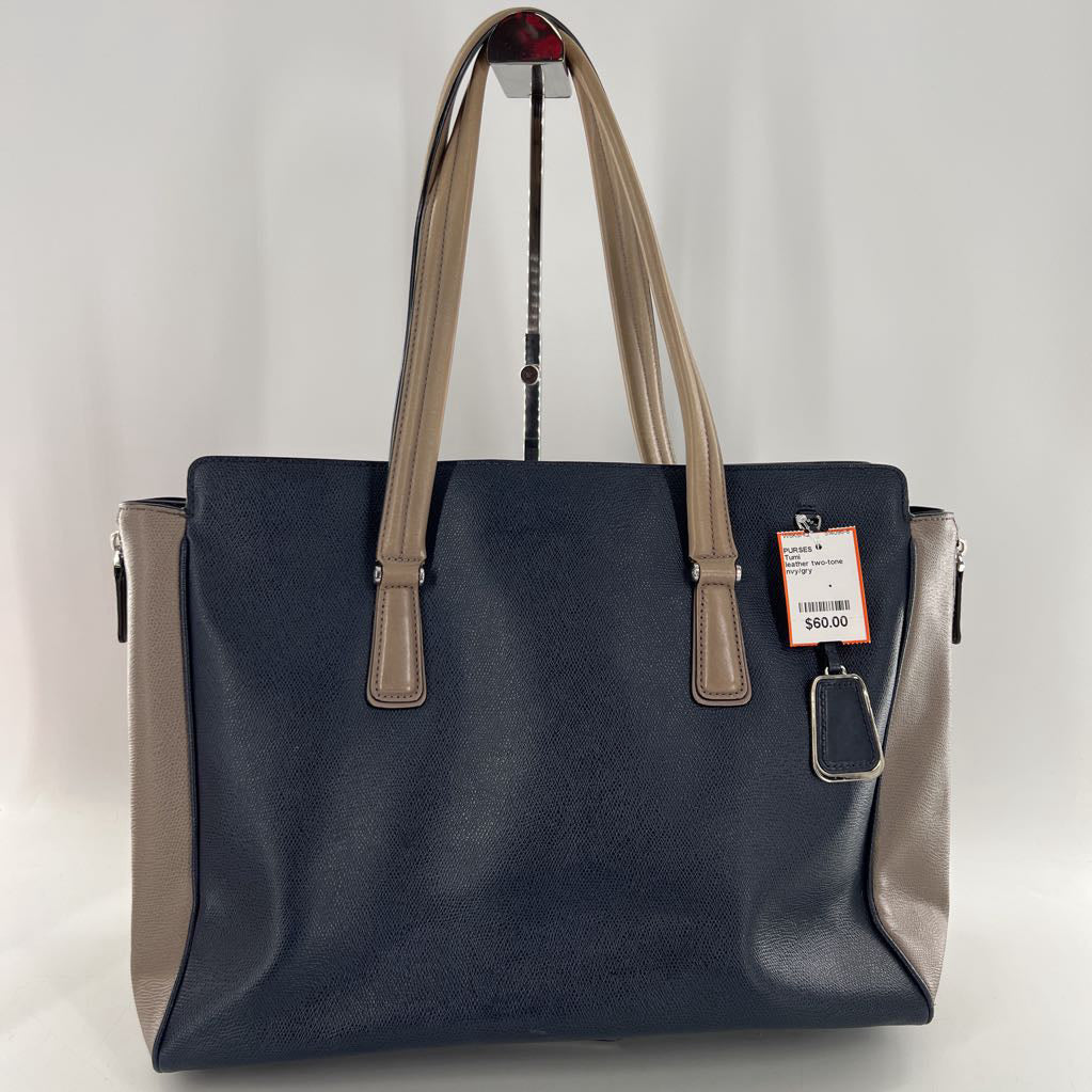 leather two-tone tote bag