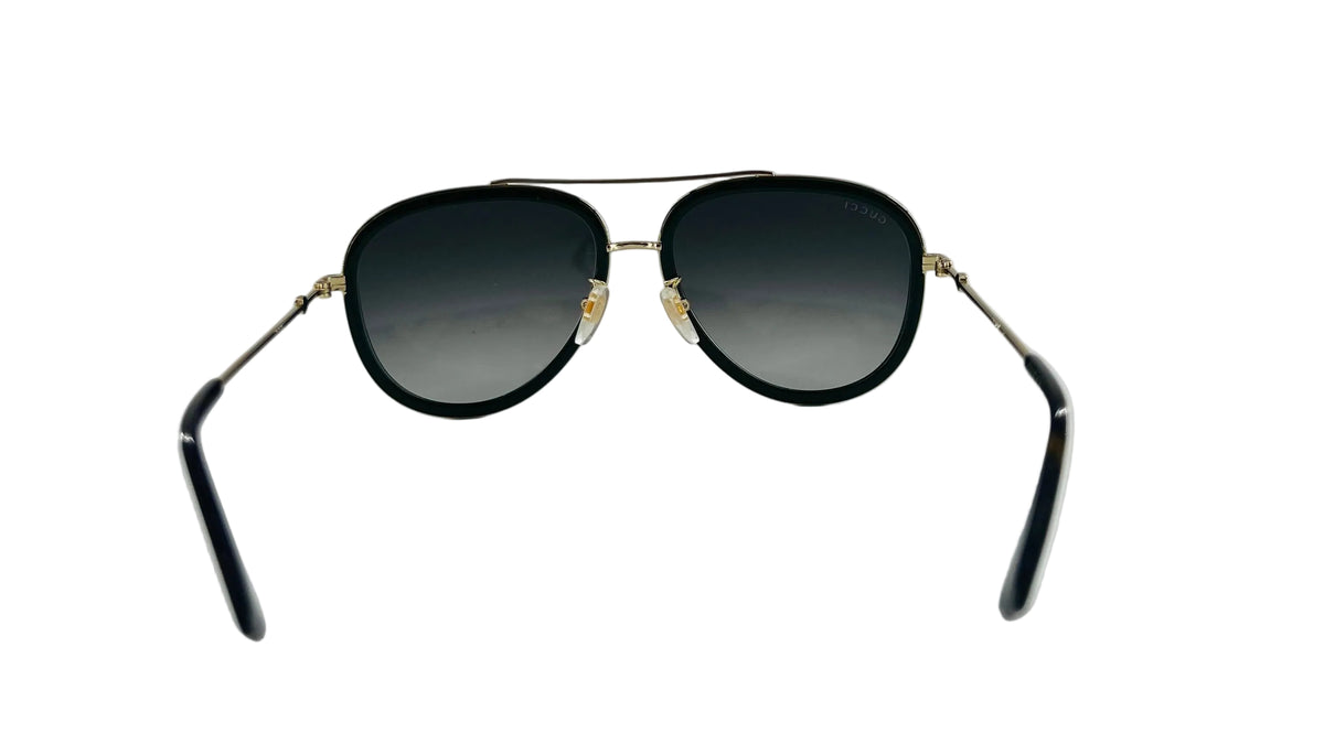 Gucci aviator sunglasses w/ gold/grn/red web frame w/ case
