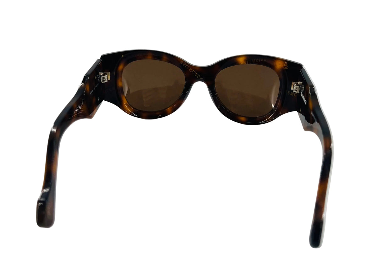 50mm Oval tortoise shell acetate frame logo sunglasses