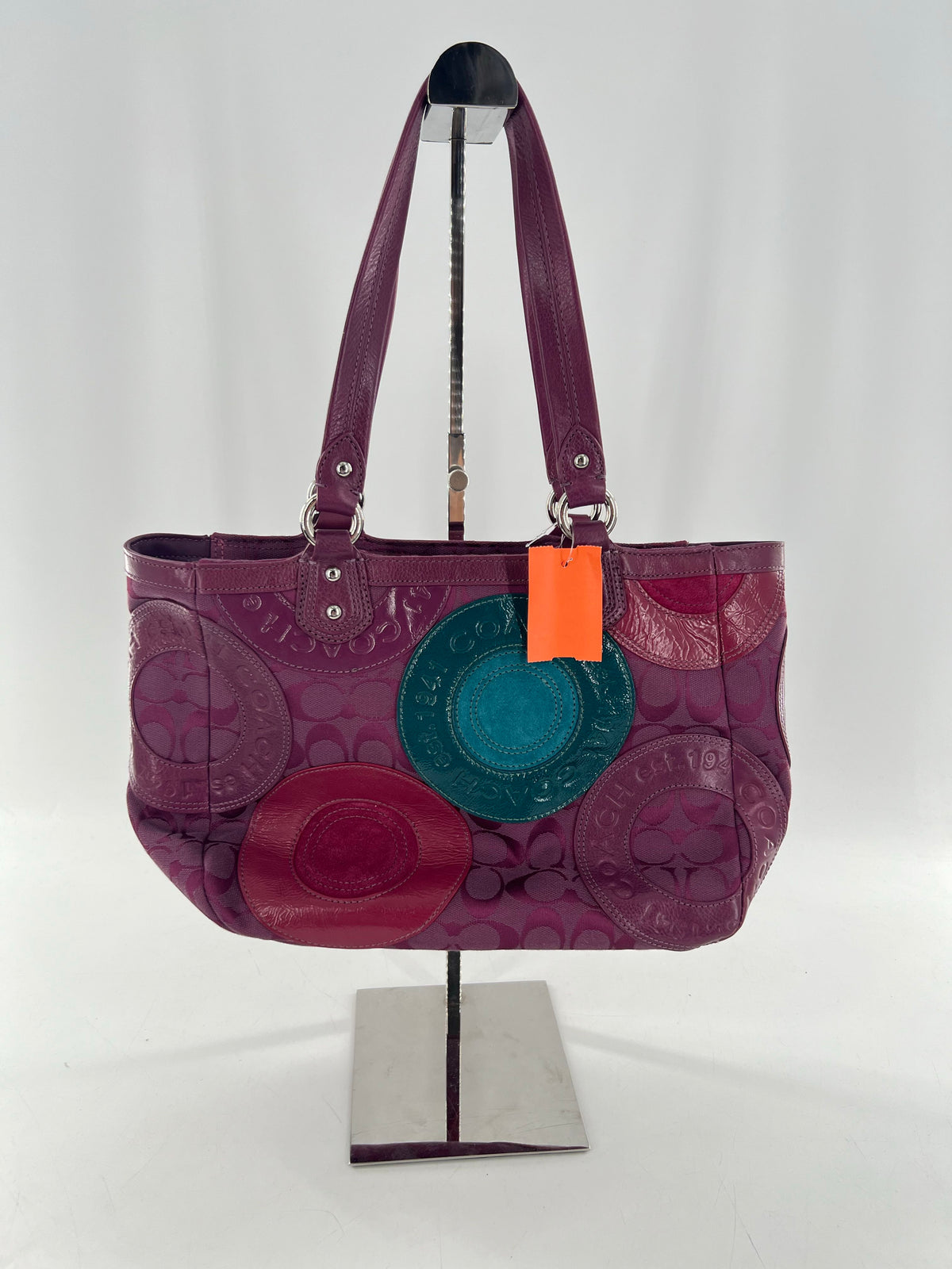 circle patchwork jacquard signature tote bag