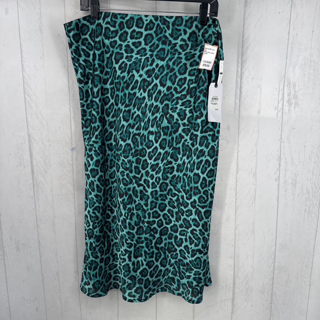 R49L satin animal print skirt