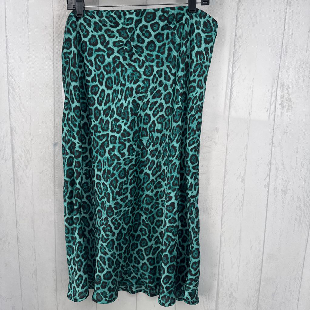 R49L satin animal print skirt