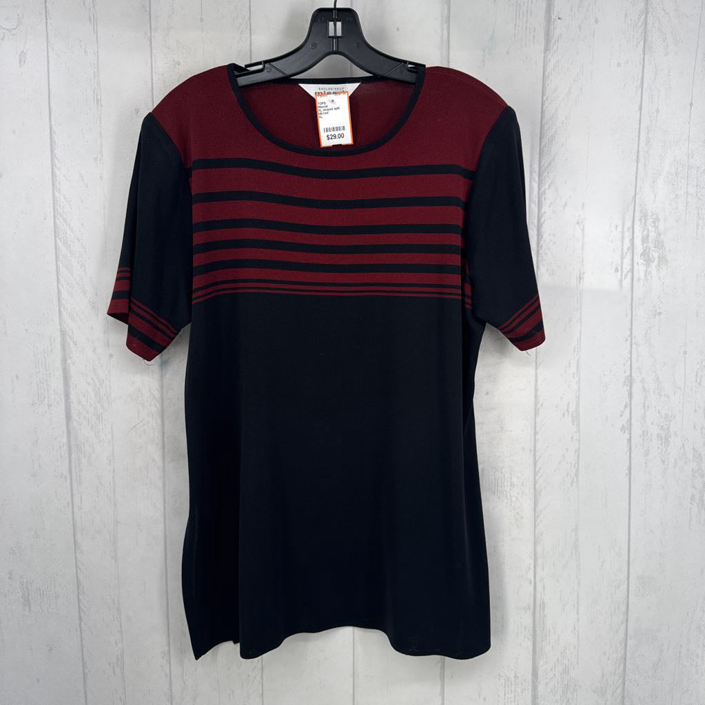 XL striped split sides s/s top
