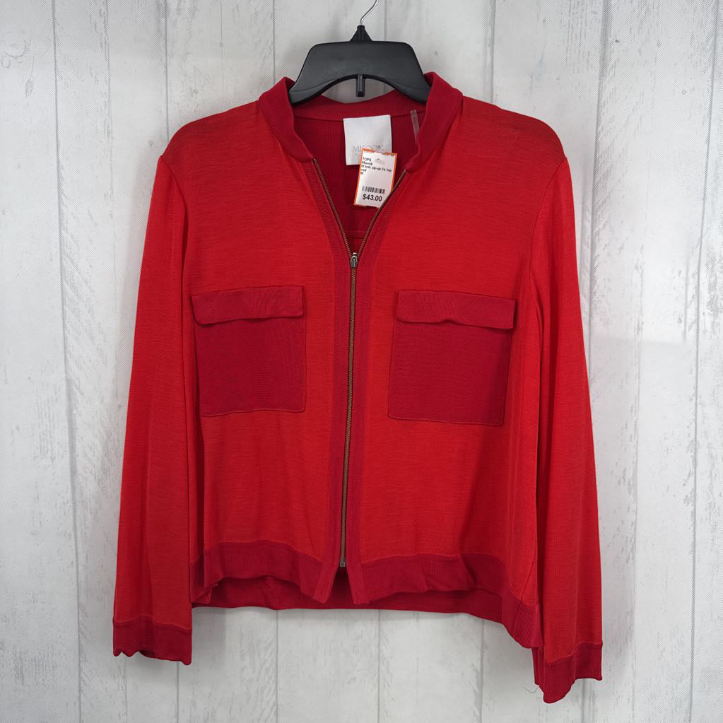 M knit zip-up l/s top