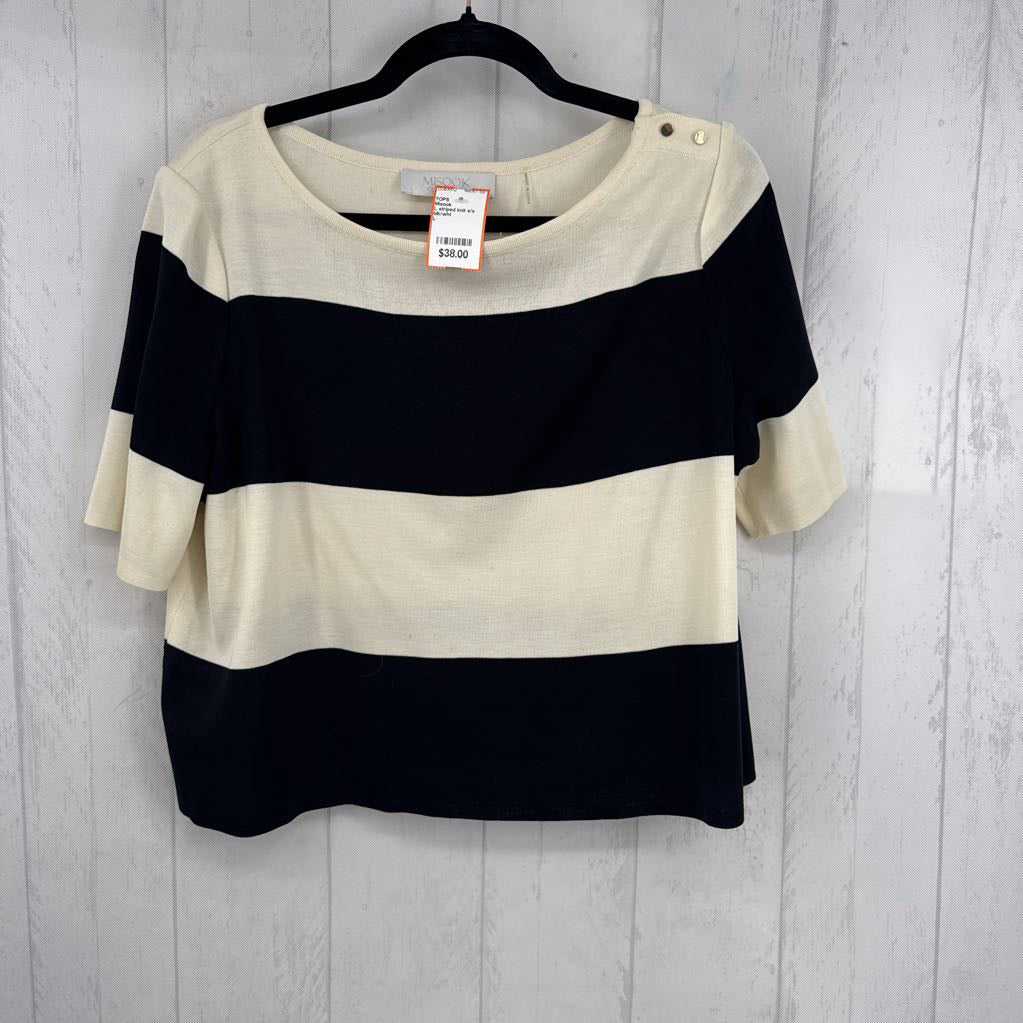 L striped knit s/s top
