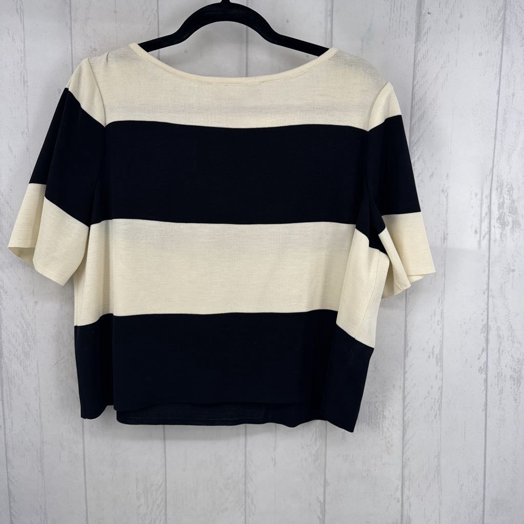 L striped knit s/s top