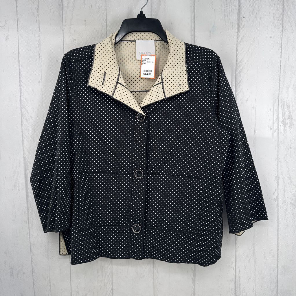 M polka dot 3/4 slv blazer