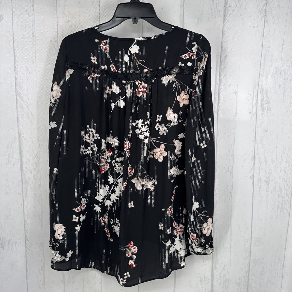 2 flo print tie-front l/s top
