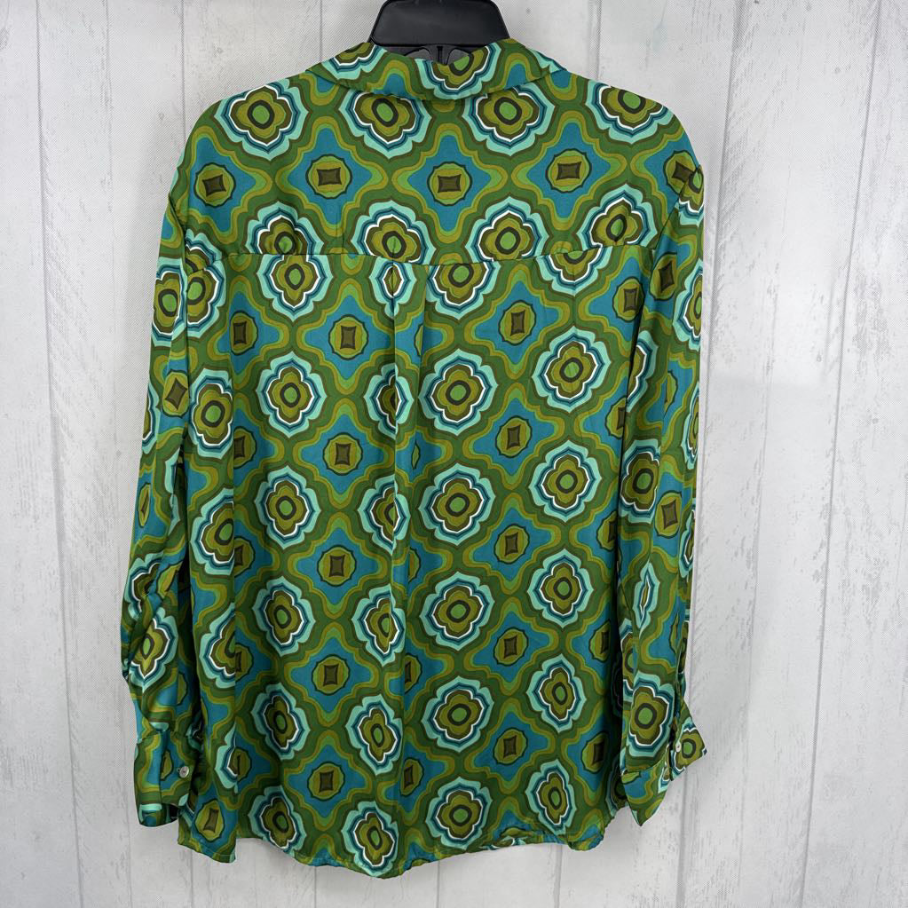 L printed button down l/s top
