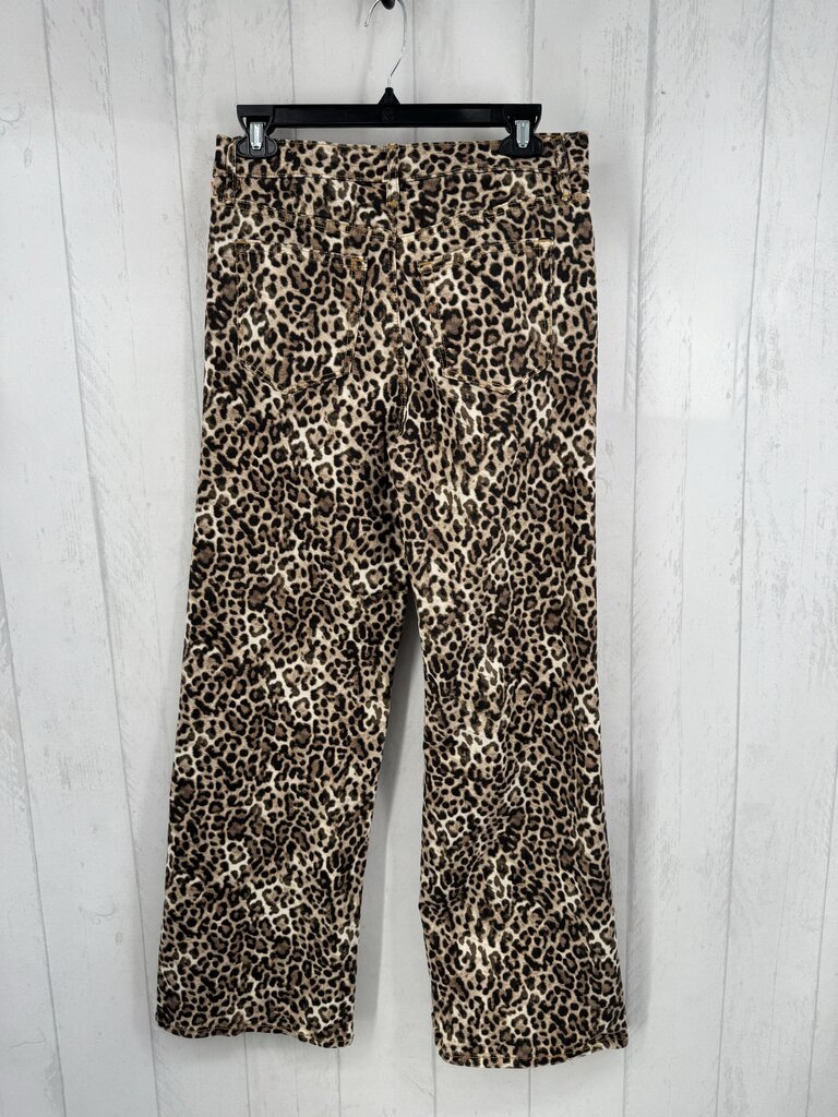 4 animal print wide leg jean