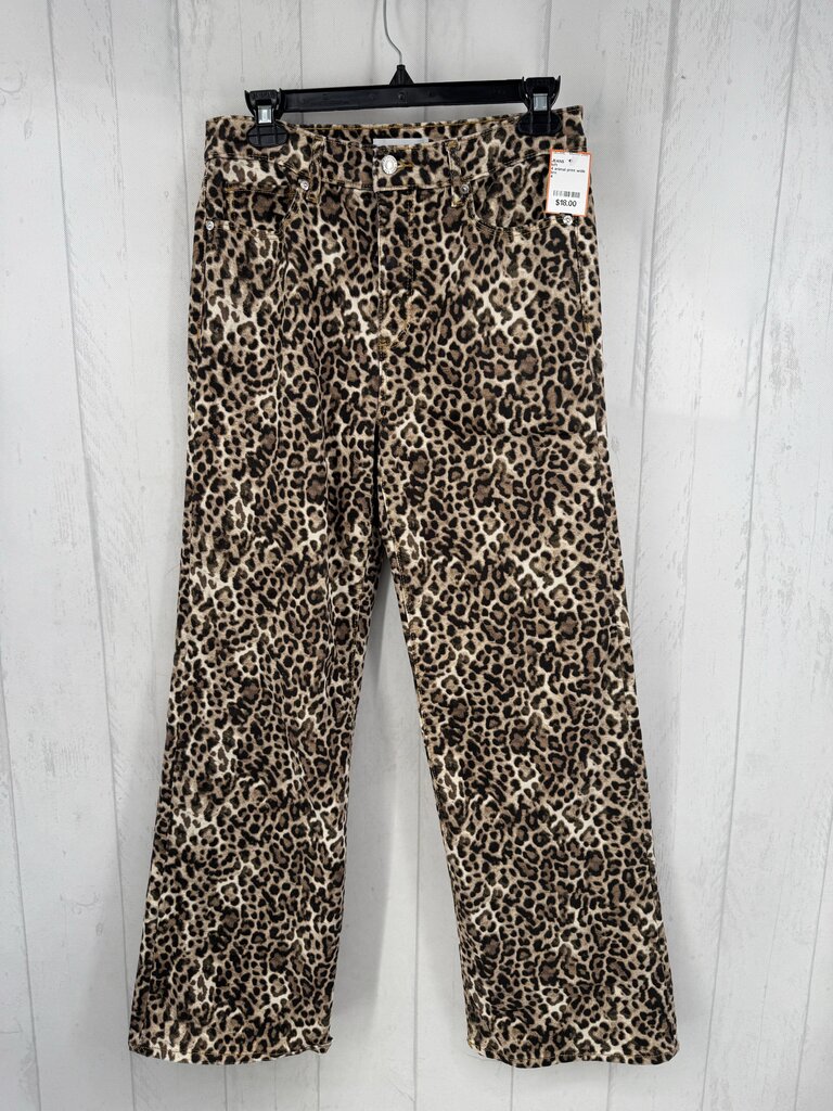 4 animal print wide leg jean
