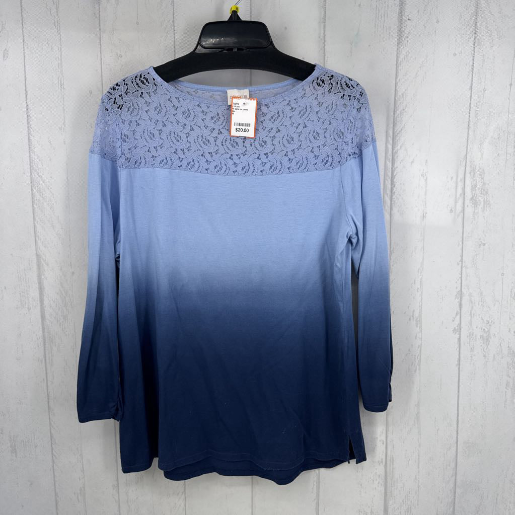 M lace accent ombre 3/4 slv tee