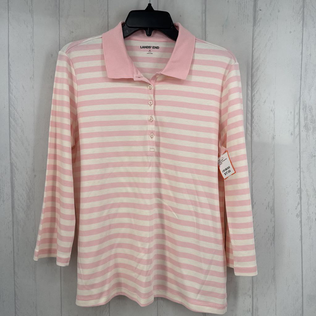 M striped quarter button down l/s top