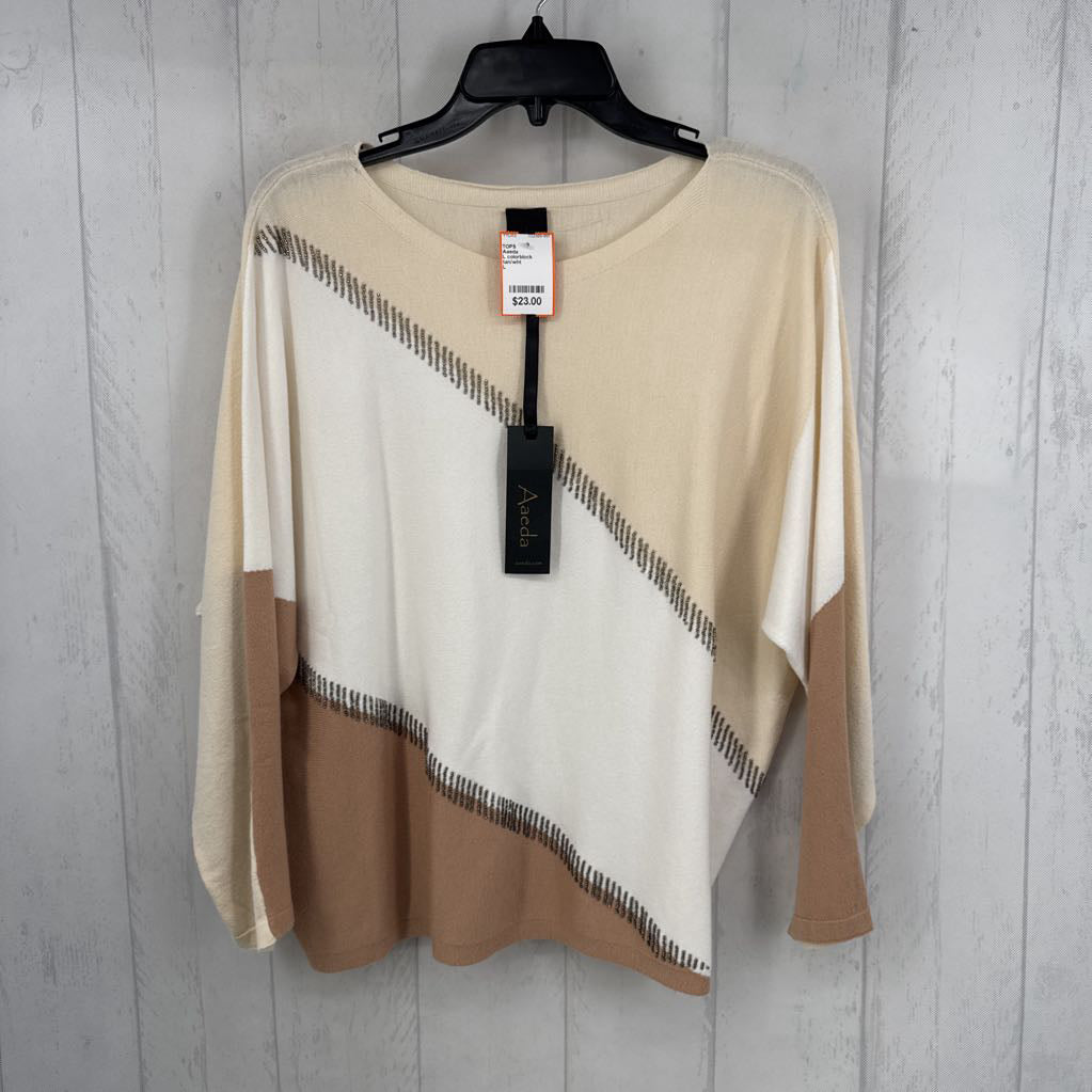 L colorblock embelished dolman slv top