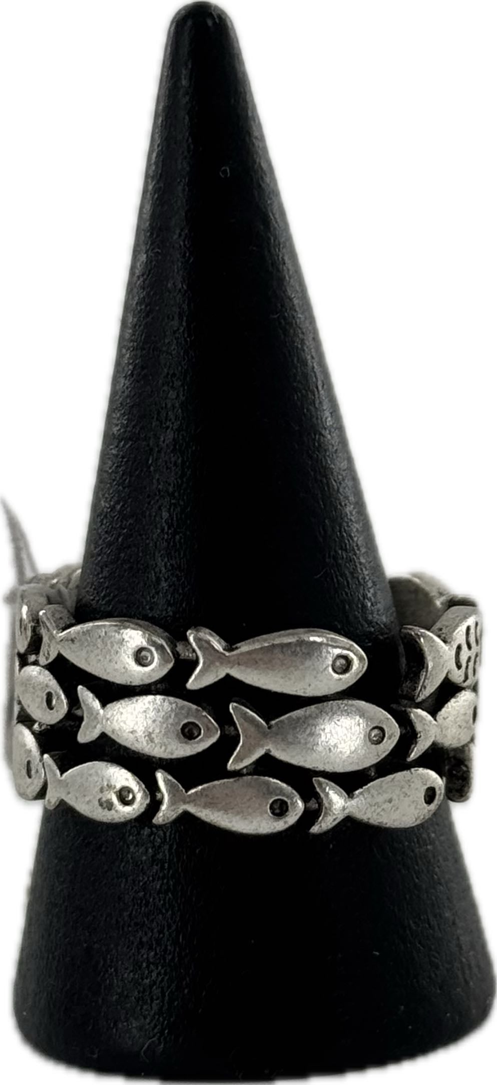 sz8 silver school of fish ring
