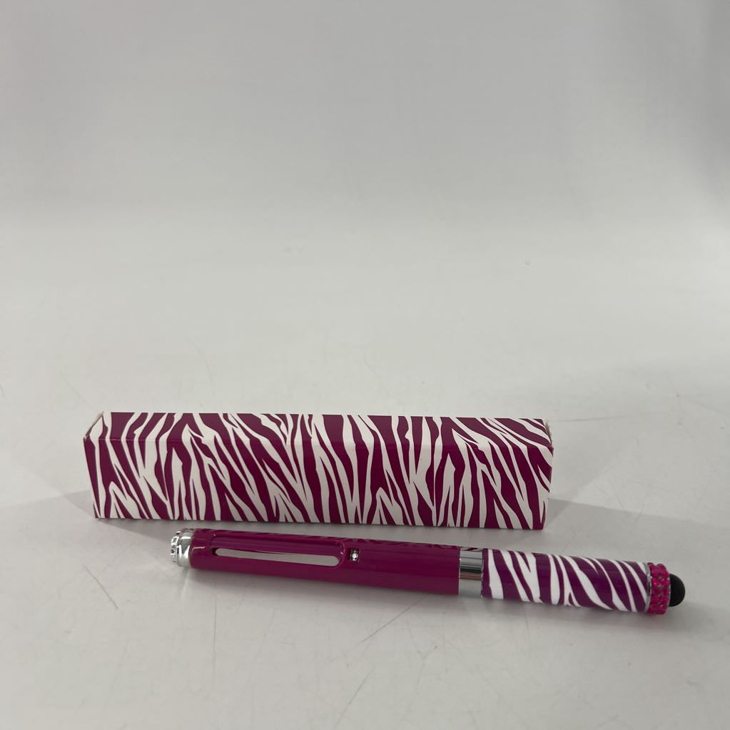 pen w/ lighted magnifier-burgundyzebra print