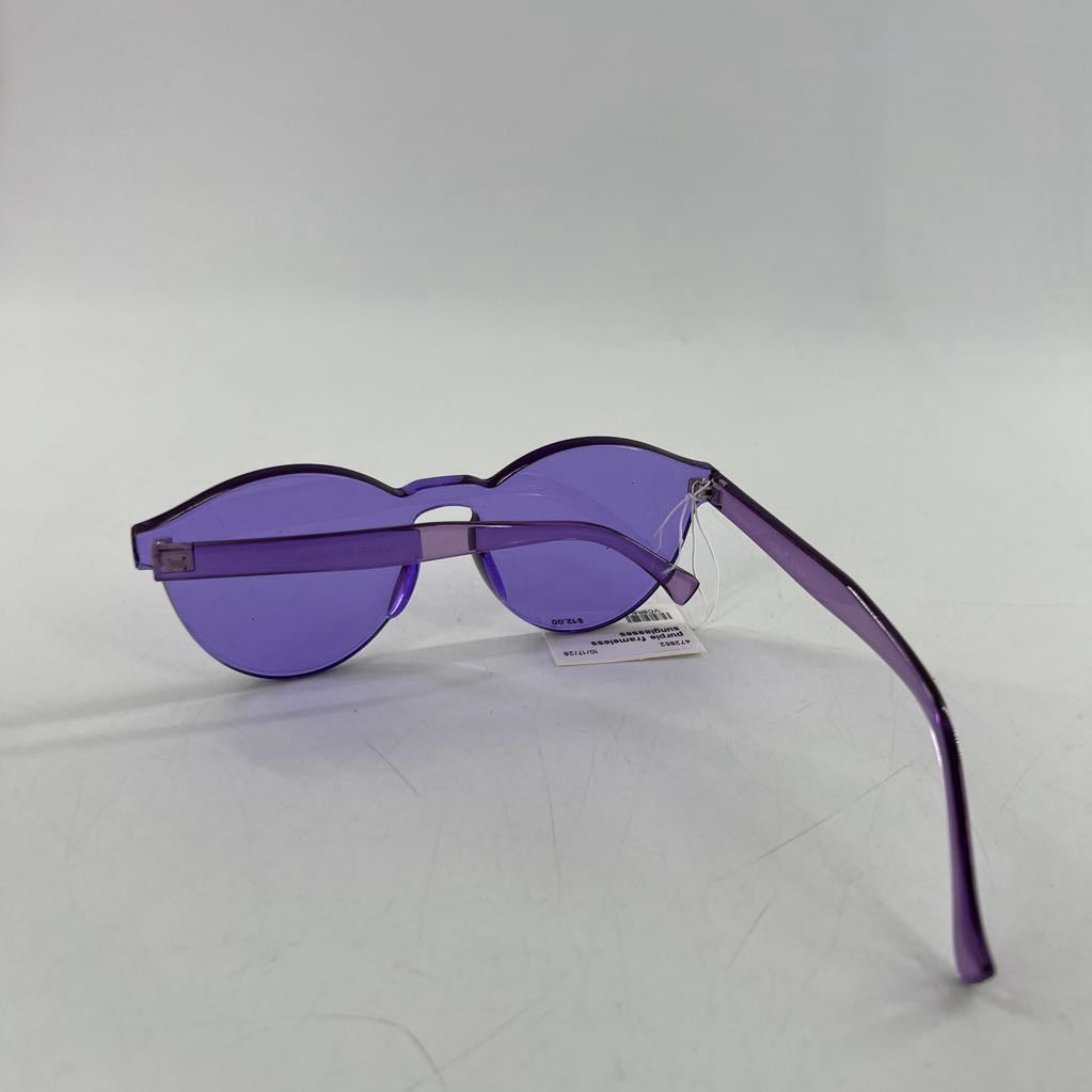 purple frameless sunglasses
