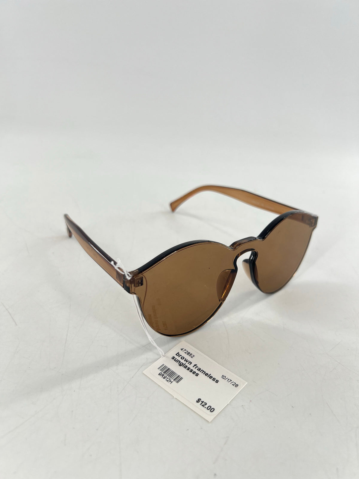 brown frameless sunglasses