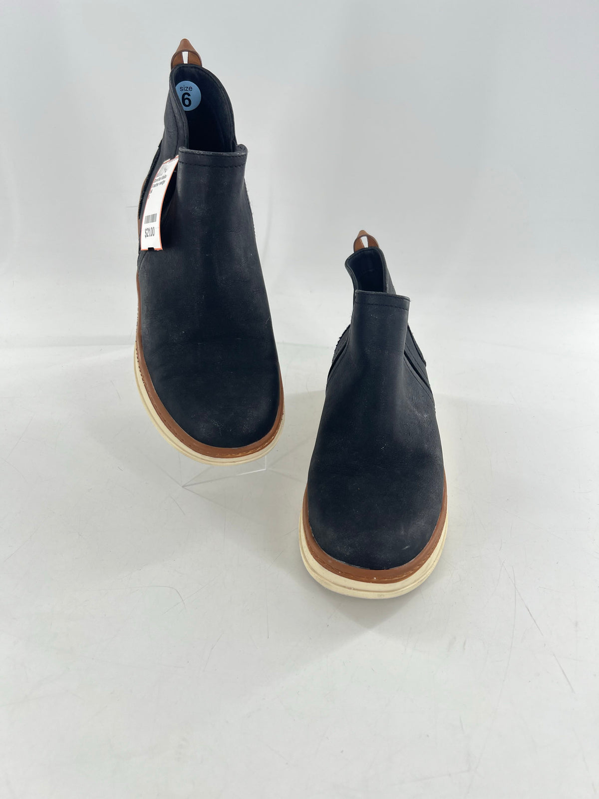 6 leather wedge heel boot