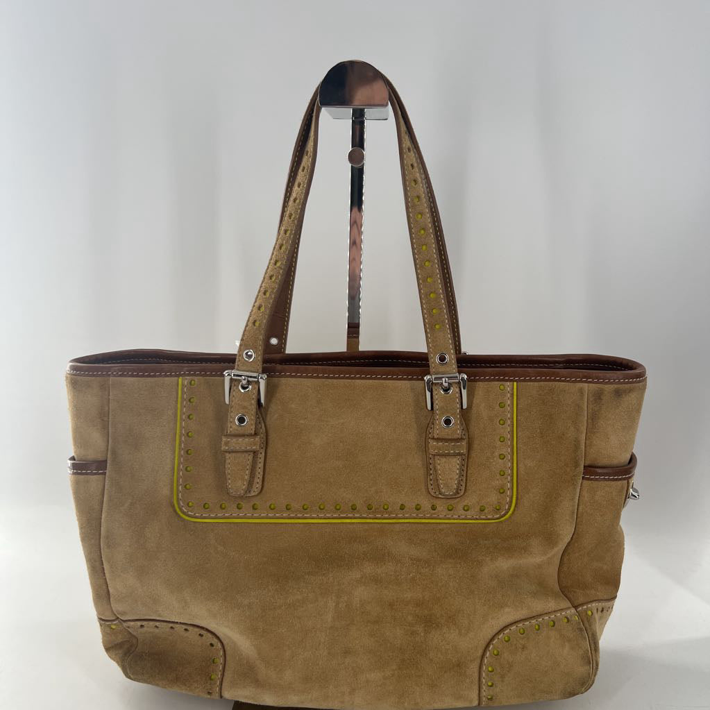 vintage suede tote bag w/ matching wristlet & cleaning kit