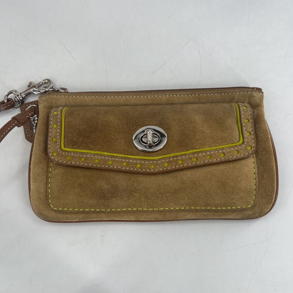 vintage suede tote bag w/ matching wristlet & cleaning kit