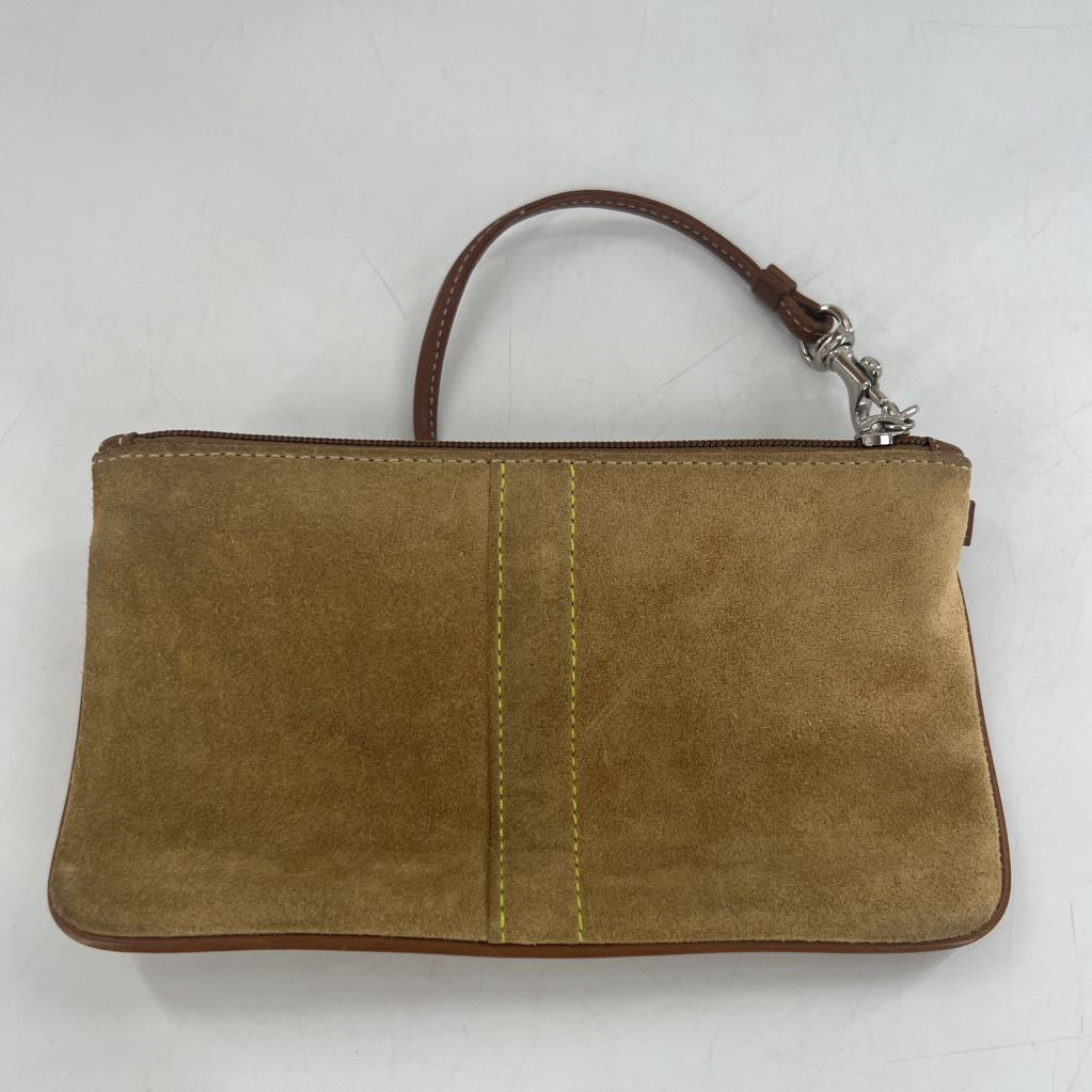 vintage suede tote bag w/ matching wristlet & cleaning kit