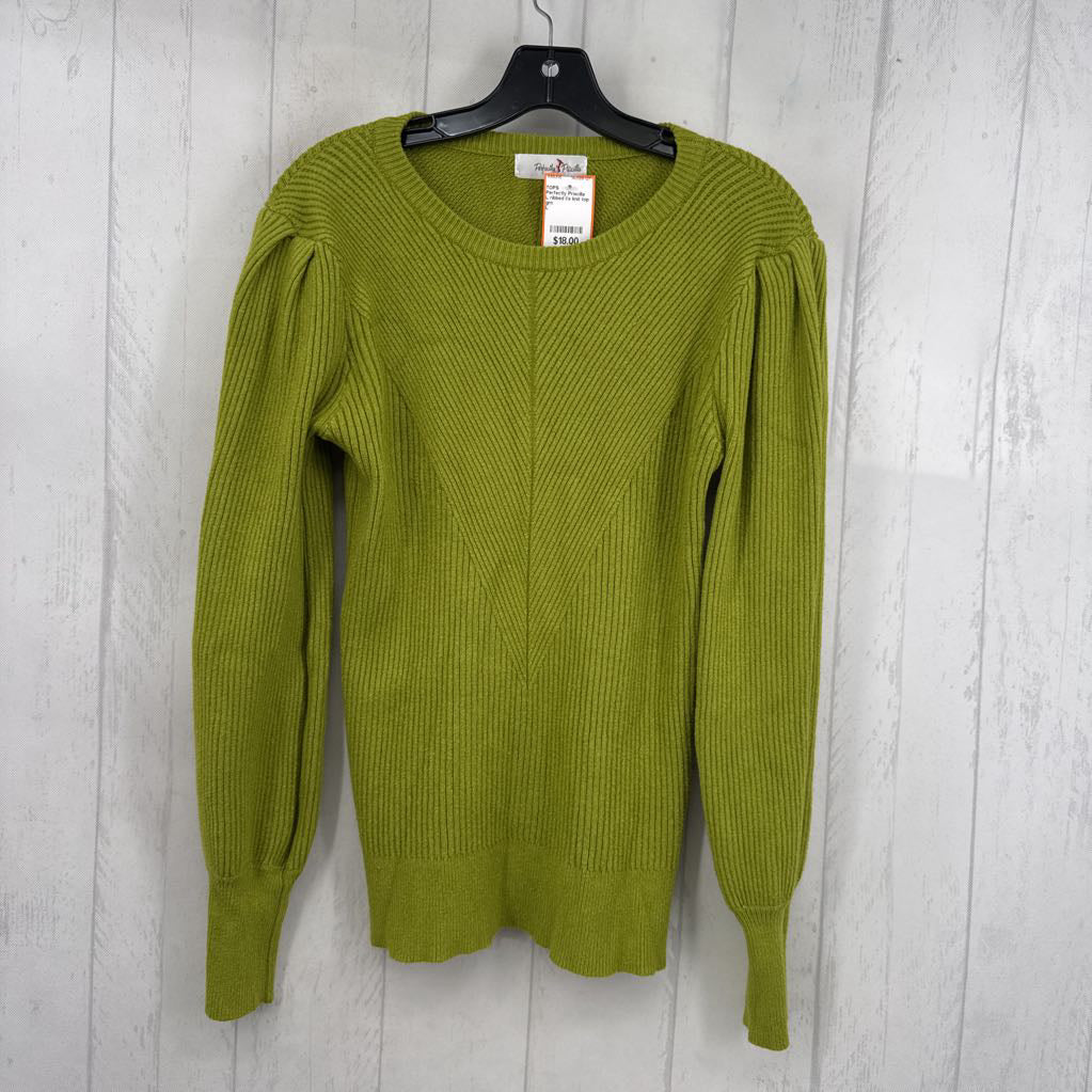 L ribbed l/s knit top
