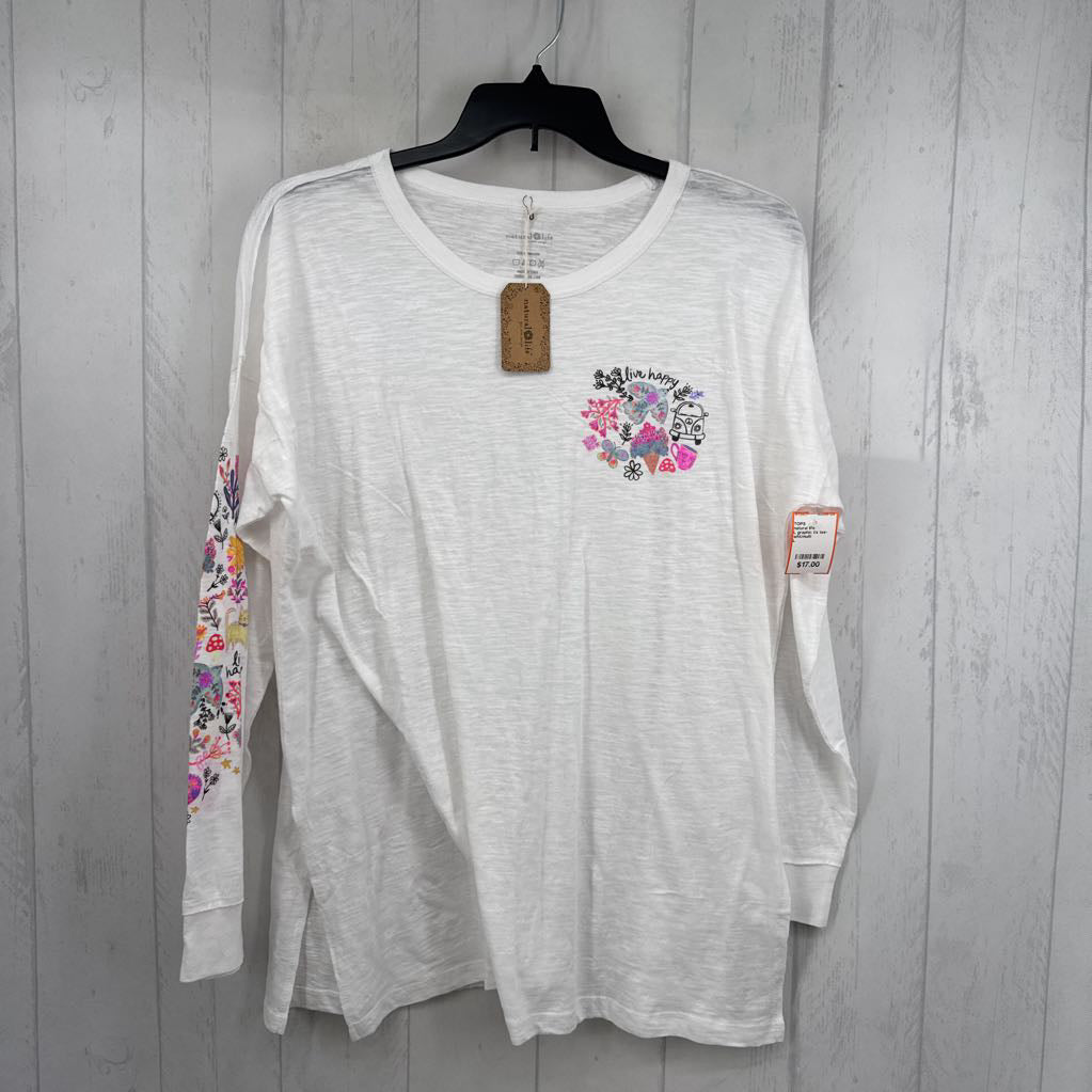 L graphic l/s tee-live happy