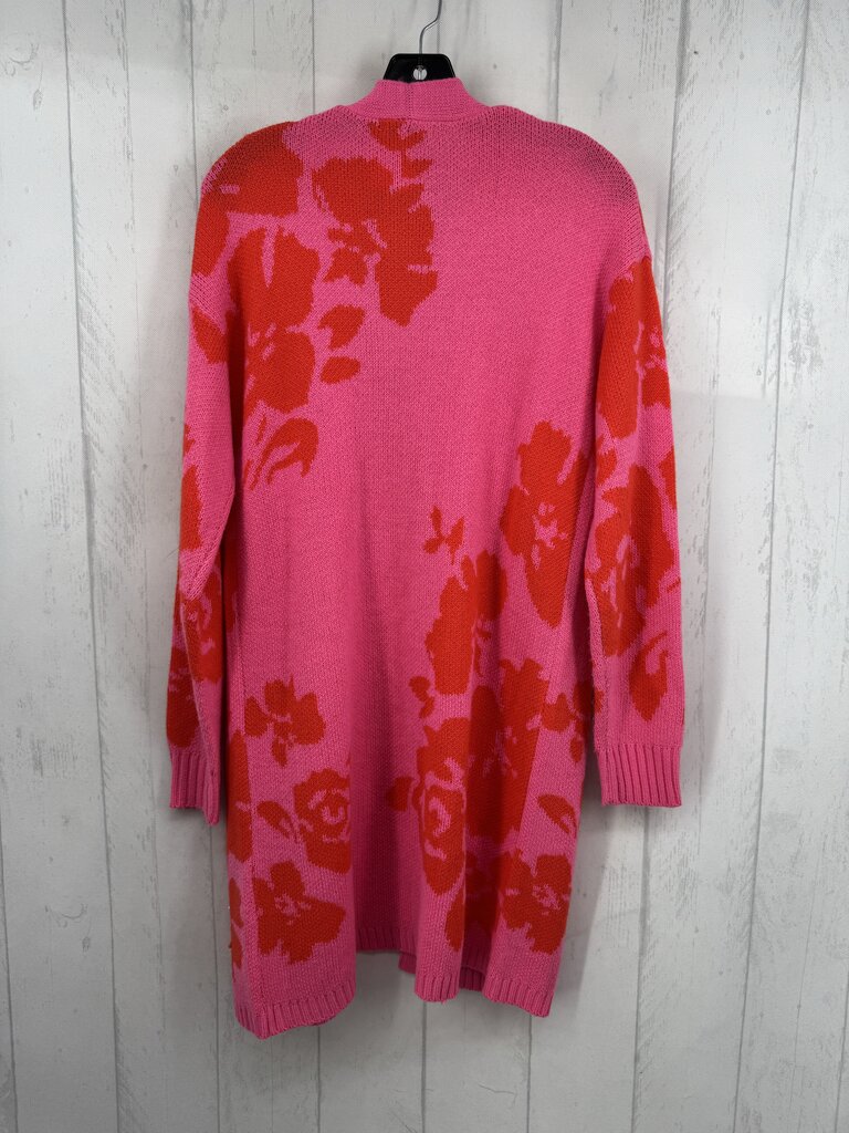 S floral knit open front cardi