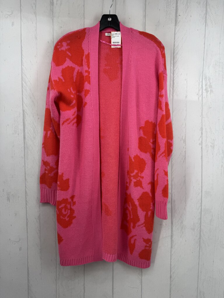S floral knit open front cardi