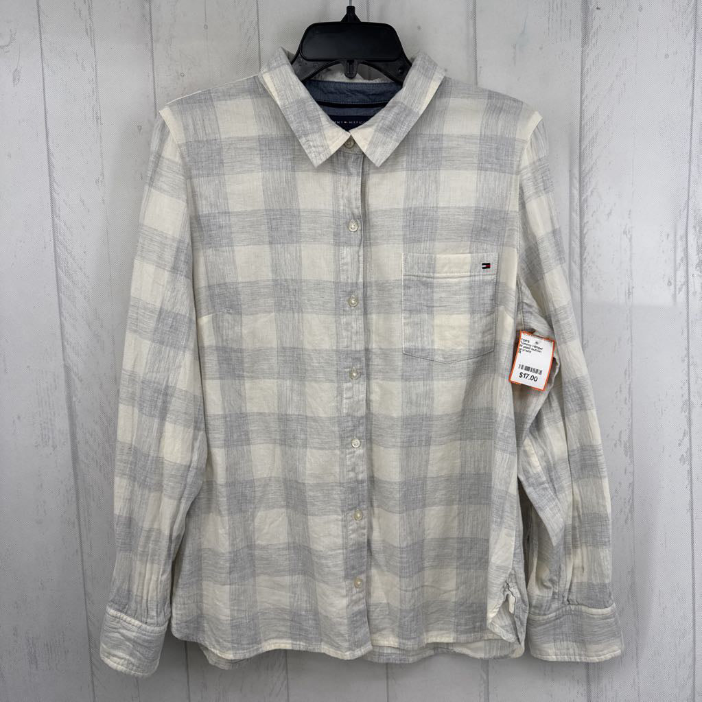M plaid button down l/s top