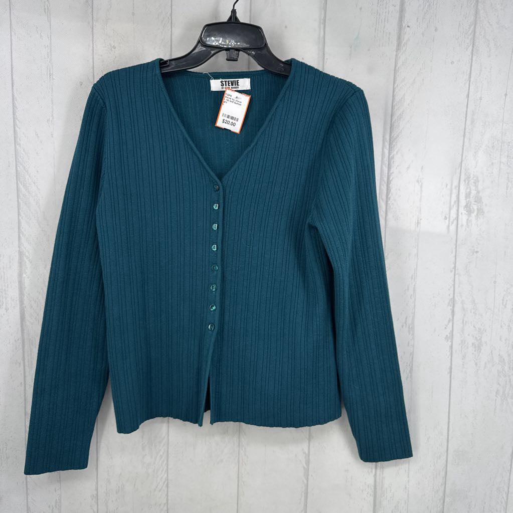 L rib knit button down l/s top