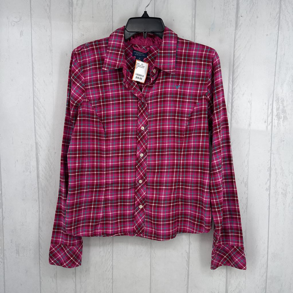 14 plaid button down l/s top