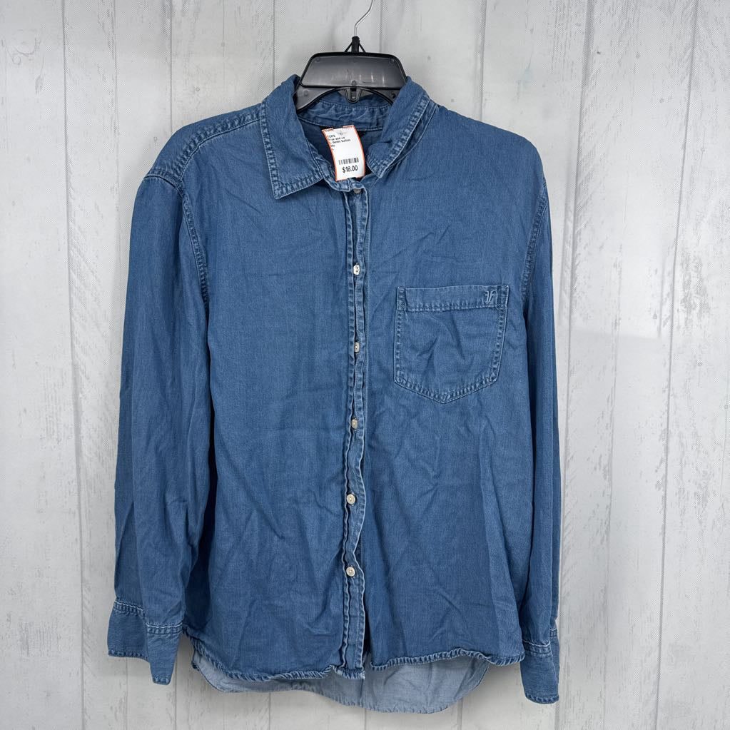 L denim button down l/s top