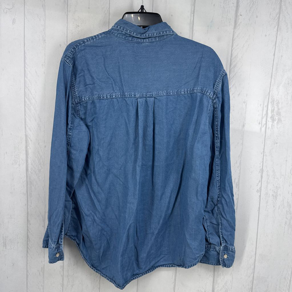 L denim button down l/s top