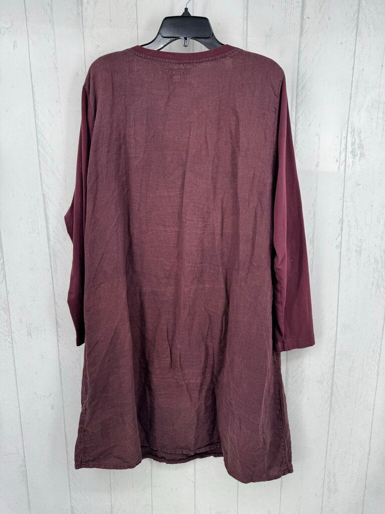 L scoop neck linen l/s dress