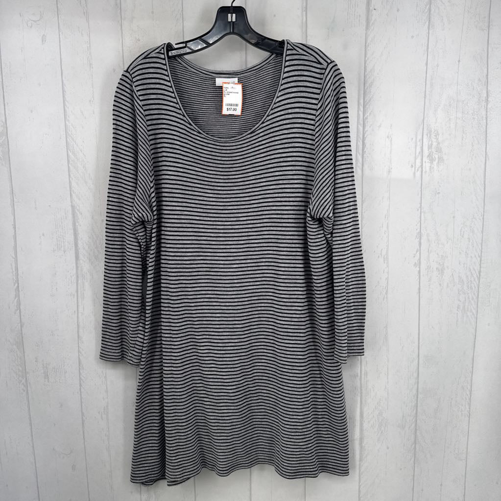 XL striped scoop neck l/s tunic