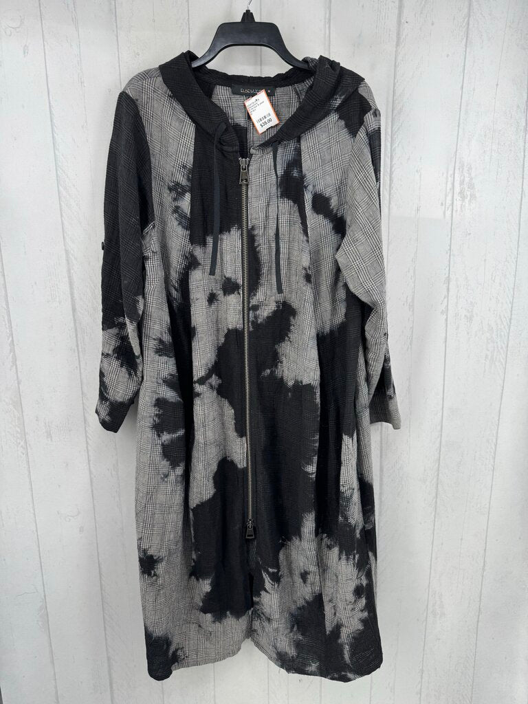 M tie-dye & plaid full-zip jacket