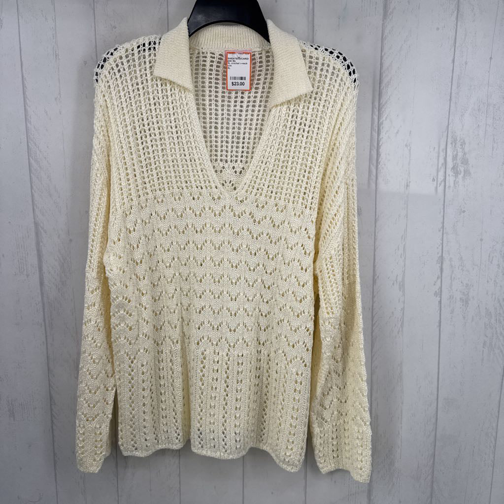 XL crochet v-neck sweater