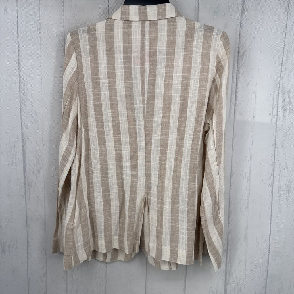 M linen striped blazer