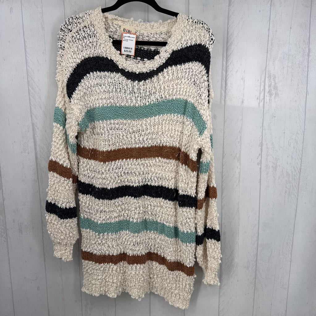 L crochet striped sweater
