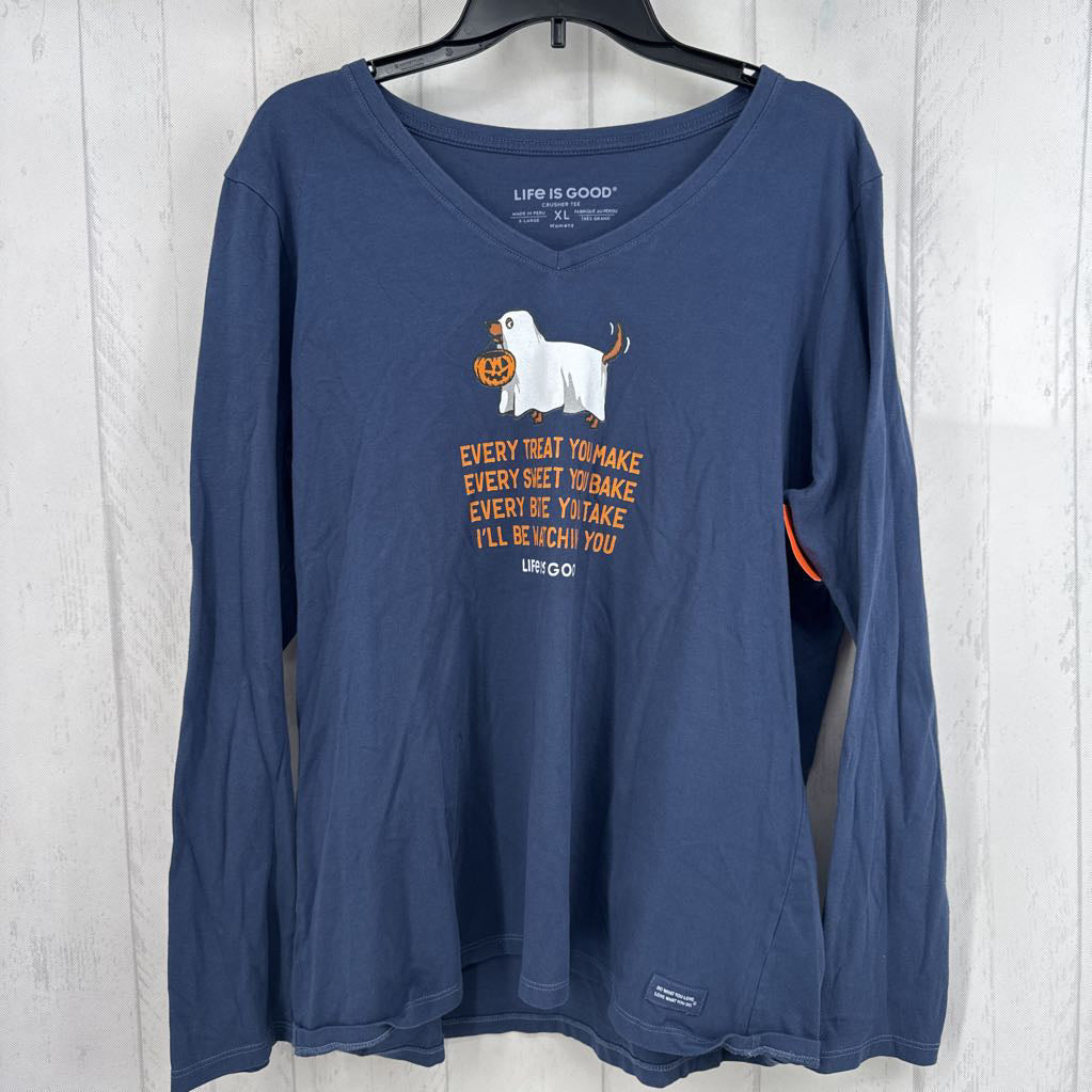 XL v-neck graphic l/s tee-i'll be watching you