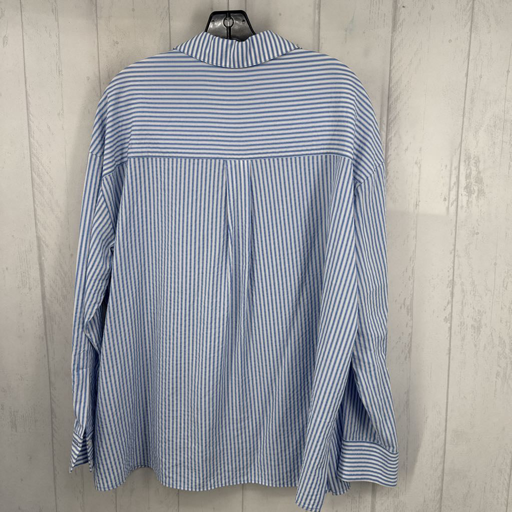 S striped button down l/s top