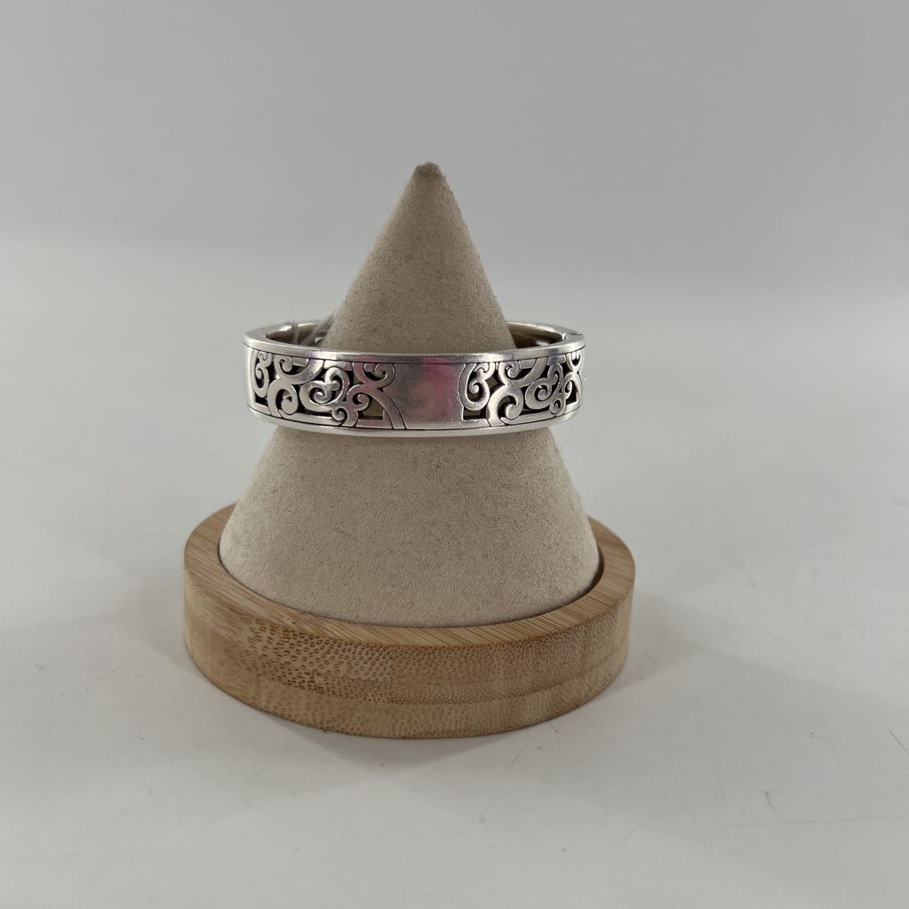 silver scroll hinged bracelet
